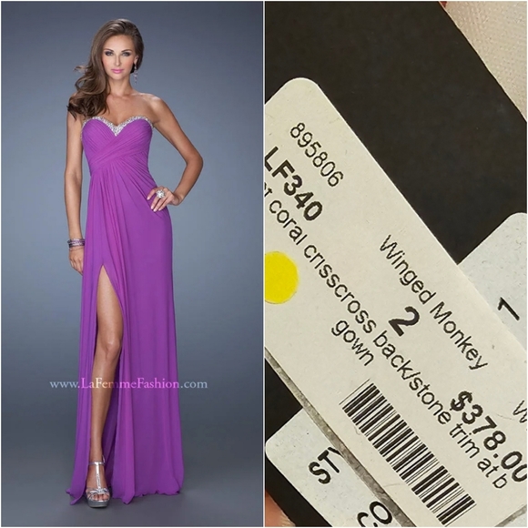 NWT La Femme Coral Embellished Strapless Prom/Pageant Gown Size 2 - Picture 16 of 16